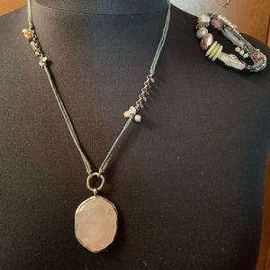 Silpada Pink Soap Stone Necklace and bracelet set.